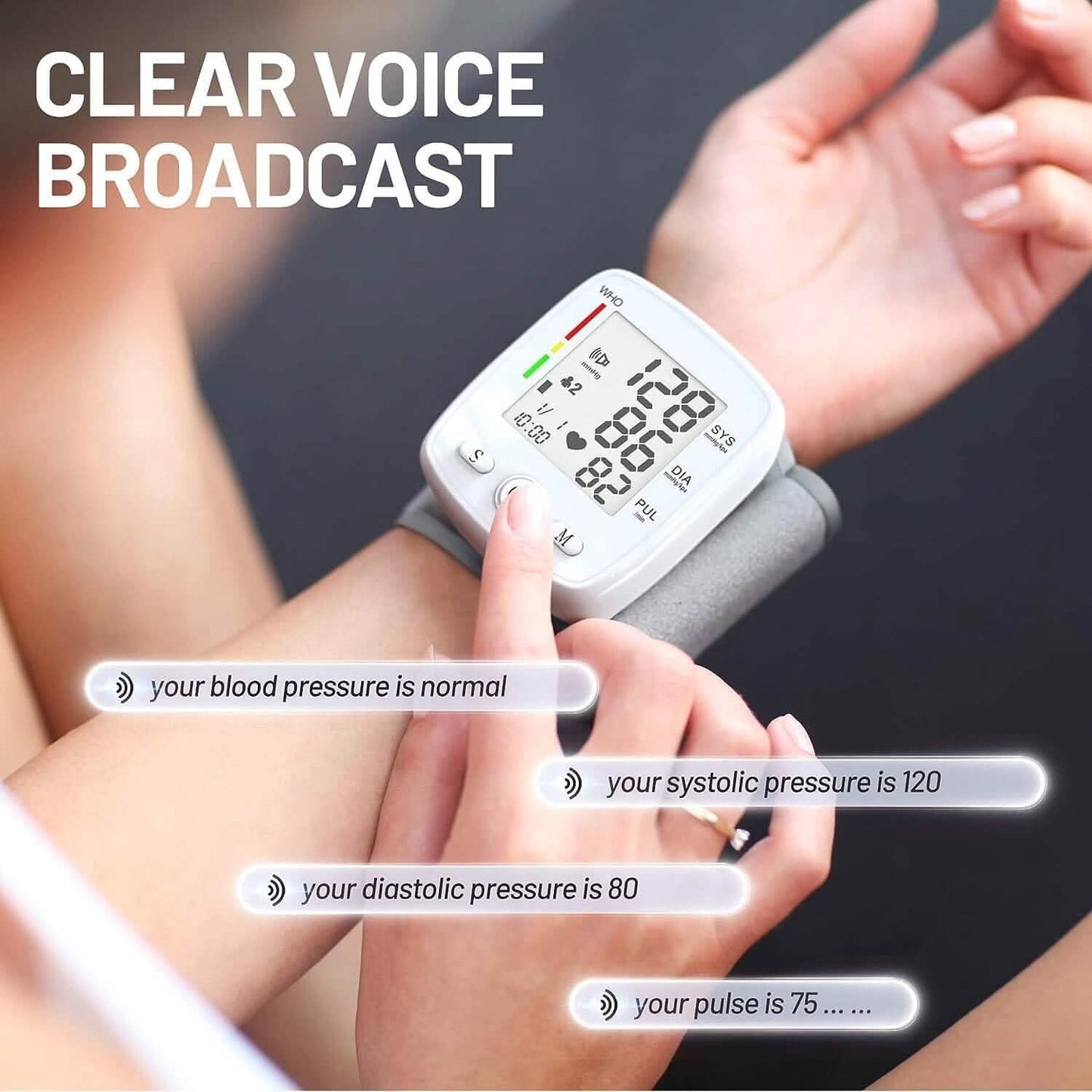 Digital Wrist Blood Pressure Monitor with Voice